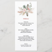 Bohemische Tropenfedern Pampas Grass Wedding Menükarte (Vorderseite)