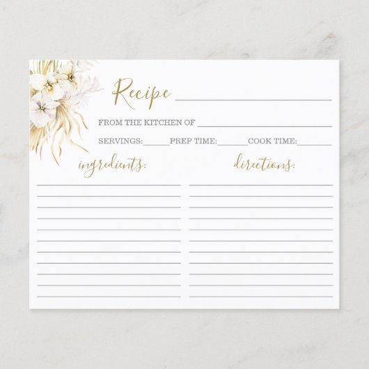Bohemische Tropische Brautparty-Rezept-Karte (Vorderseite)
