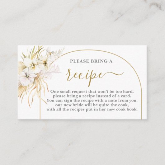 Bohemische Tropische Brautparty-Rezept-Karte Begleitkarte (Vorderseite)