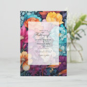 Bohemische und erdige Blumenhochzeit Einladung (Stehend Vorderseite)