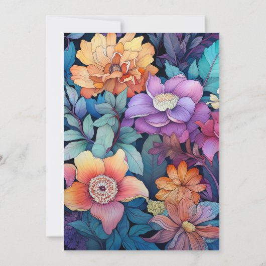 Bohemische und erdige Blumenhochzeit Einladung (Rückseite)