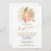 Bohemische und Pampas Grass Taufe Einladung (Vorne/Hinten)