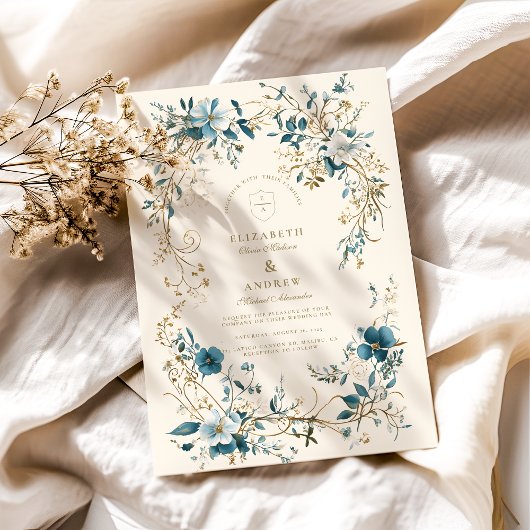 Bohemische Vintage Blumenzwiebelhochzeit Einladung