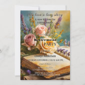 Bohemische Vintage Bücher - Blumenruhestand Einladung (Vorderseite)