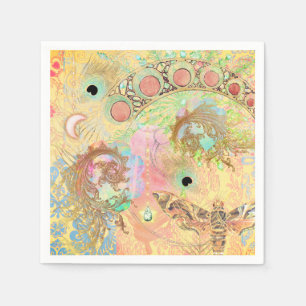 Bohemische Vintage Kunst einzigartig Hippie Pasta  Serviette