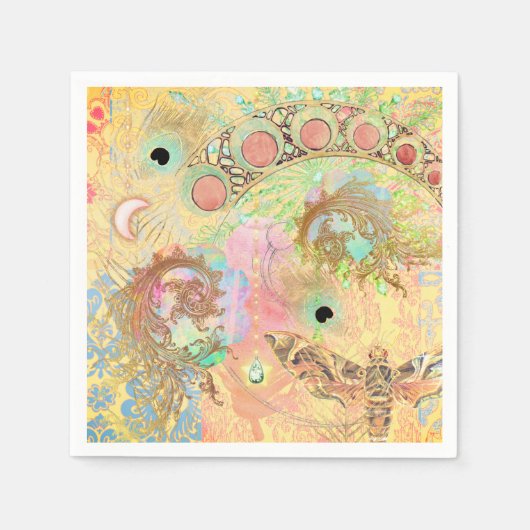 Bohemische Vintage Kunst einzigartig Hippie Pasta  Serviette (Vorderseite)