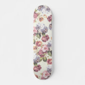 Bohemische Vintage Rosa-Rosa-Blume Skateboard (Vorne)