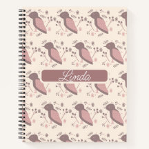 Bohemische Vögel Mute Pink Name Journal