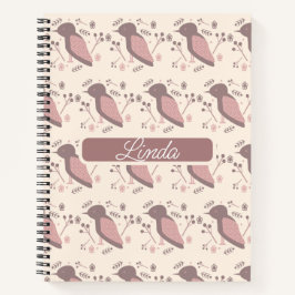 Bohemische Vögel Mute Pink Name Journal Notizblock