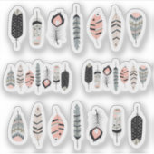 Bohemische Vogelfedern in rosa Blush-Planer Aufkleber (Vorderseite)