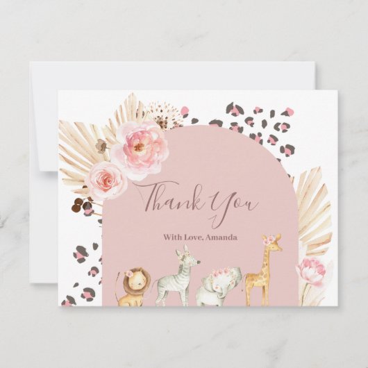 Bohemische Waldtiere Danke Karte (Vorderseite)