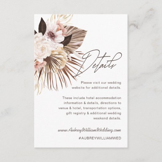 Bohemische Wasserfarbe Florals Hochzeitsgäste Deta Begleitkarte (Vorderseite)