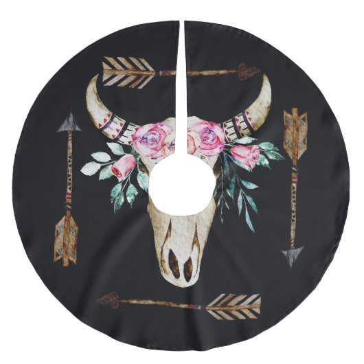 Bohemische Wasserfarben des Hirsches Polyester Weihnachtsbaumdecke (Vorderseite)