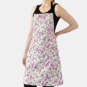 Bohemische Wasserfarben Florals - Rosa auf Weiß Schürze