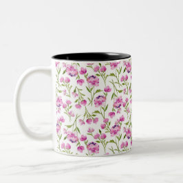 Bohemische Wasserfarben Florals - Rosa auf Weiß Zweifarbige Tasse