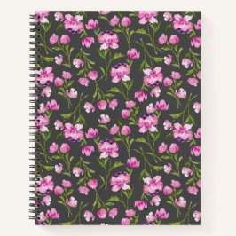Bohemische Wasserfarben Florals - Rosa und Grau Notizblock