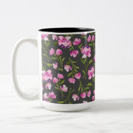 Bohemische Wasserfarben Florals - Rosa und Grau Zweifarbige Tasse
