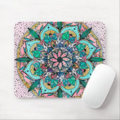 Bohemische Wasserfarbenflorale Mandala Mousepad (Mit Mouse)