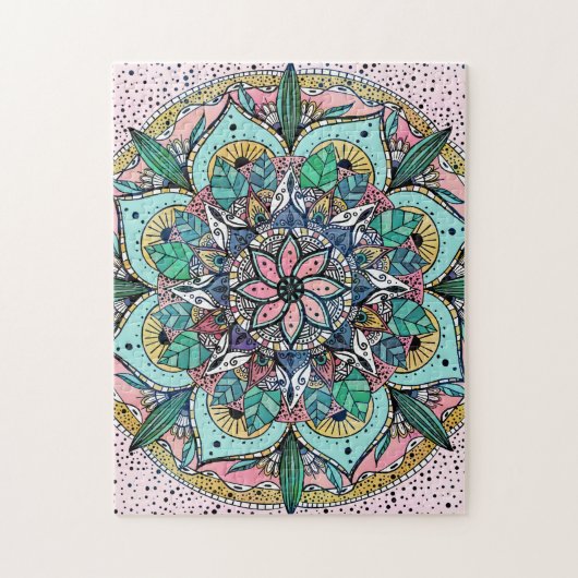 Bohemische Wasserfarbenflorale Mandala Puzzle (Vertikal)