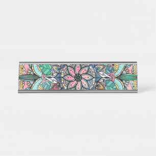 Bohemische Wasserfarbenflorale Mandala Schreibtischnamensplakette
