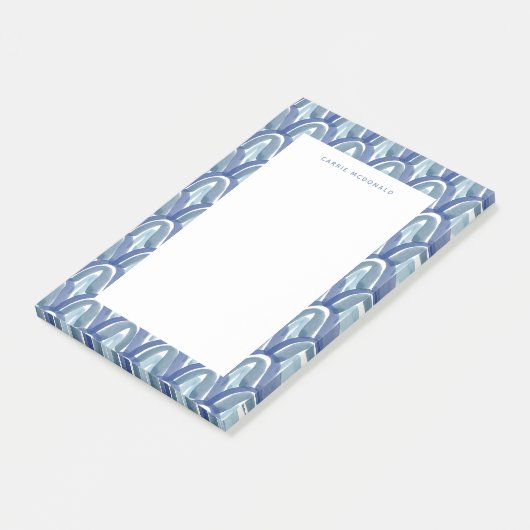 Bohemische Wasserfarbenrosen in Blau Post-it Klebezettel (angewinkelt)