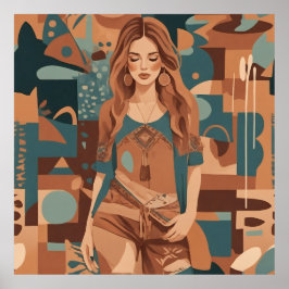 Bohemische weibliche Illustration Poster