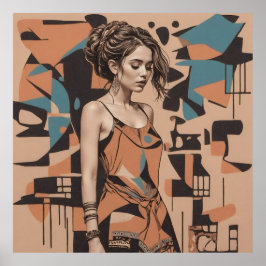 Bohemische weibliche Illustration Poster