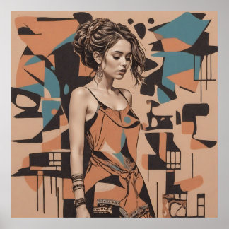 Bohemische weibliche Illustration Poster