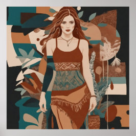 Bohemische weibliche Illustration Poster