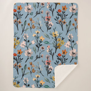 Bohemische, weich blaue Floral-Farbe Sherpadecke