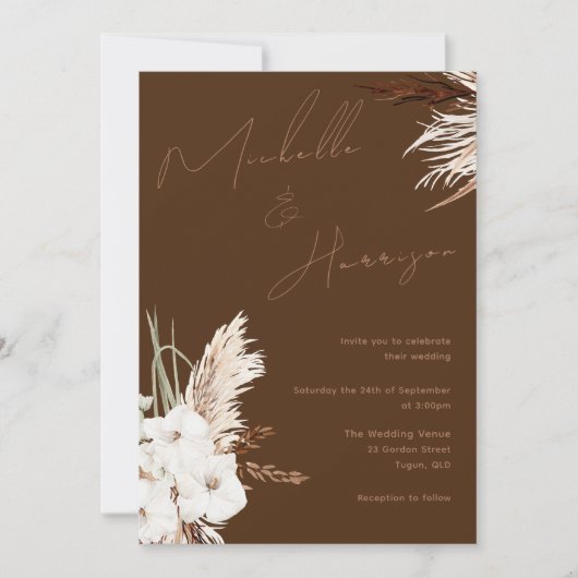 Bohemische weiße Blüte Moderner Frühling/Hochzeit Einladung (Vorderseite)