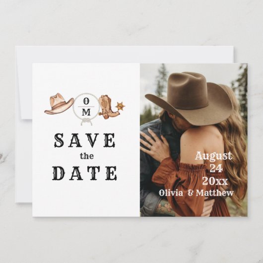 Bohemische Western-Hochzeit Save The Date (Vorderseite)
