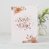 Bohemische whimsical Fall rustikale Blume Hochzeit Save The Date (Stehend Vorderseite)