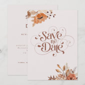 Bohemische whimsical Fall rustikale Blume Hochzeit Save The Date (Vorne/Hinten)