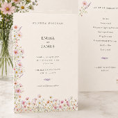 Bohemische Whimsical Wildblumen Hochzeitsprogramm Programm