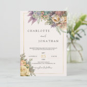 Bohemische Whimsical-Wildblumen und Goldhochzeit Einladung (Stehend Vorderseite)