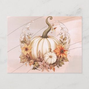 Bohemische White Pumpkins Blume Foliween Feiertagspostkarte