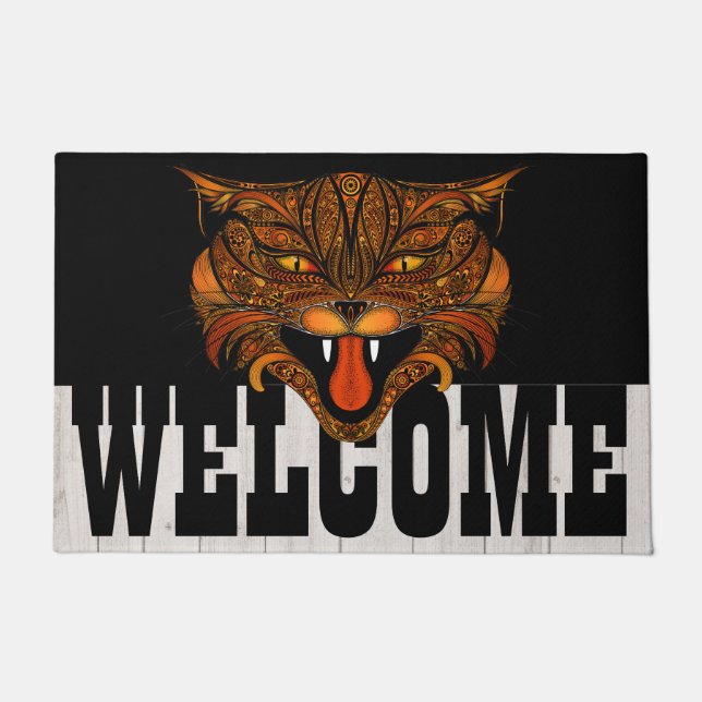 Bohemische WILD Cat Welcome Door Mat Fußmatte (Vorderseite)