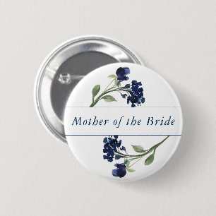 Bohemische Wildblume   Blue Floral Wedding Party Button