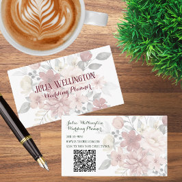 Bohemische Wildblume Bouquet mit QR-Code Visitenkarte