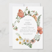 Bohemische Wildblume Butterfly Babydusche Einladung (Vorderseite)