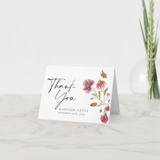 Bohemische Wildblume Dankeschön Karte (Vorderseite)
