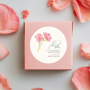 Bohemische Wildblume Floral Baby Dusche Runder Aufkleber