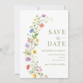Bohemische Wildblume Kranz Save the Date Einladung (Vorderseite)