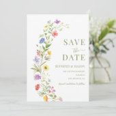 Bohemische Wildblume Kranz Save the Date Einladung (Stehend Vorderseite)