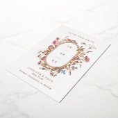 Bohemische Wildblume Pilzrahmen Hochzeitskeil Foto Folieneinladung (Gedreht)