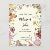 Bohemische Wildblume Save the Date floral Postkarte (Vorderseite)