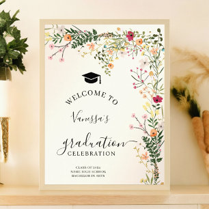Bohemische Wildblumen auf der Wiese willkommen Abs Poster