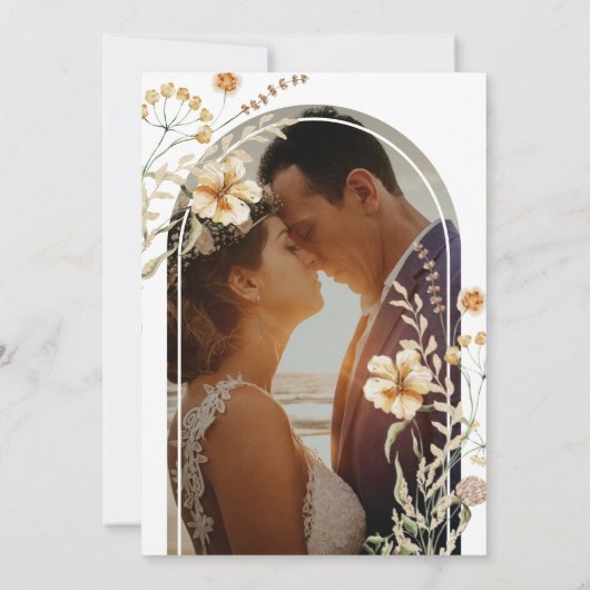 Bohemische Wildblumen Foto Arch Brautparty Einladung (Rückseite)