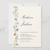 Bohemische Wildblumen Kalligrafie Hochzeitsstichta Einladung (Vorderseite)